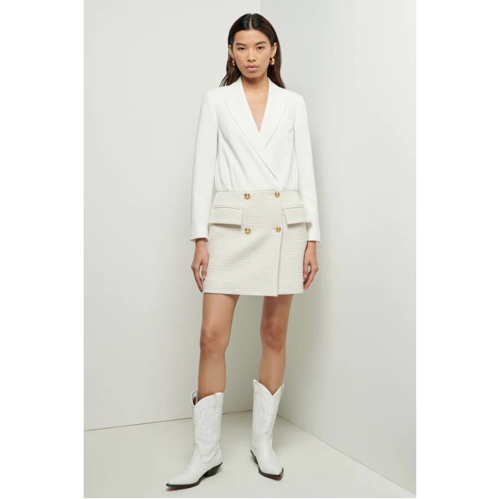 NEW Derek Lam 10 Crosby Chiara White Business Casual Blazer Midi Dress P3218